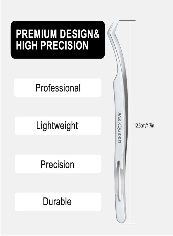 Ms.Queen Eyelash Extension Tweezers,Precision Fine Tip Grip Lash Tweezers for Individual and Volume Eyelash Extensions - Image 4